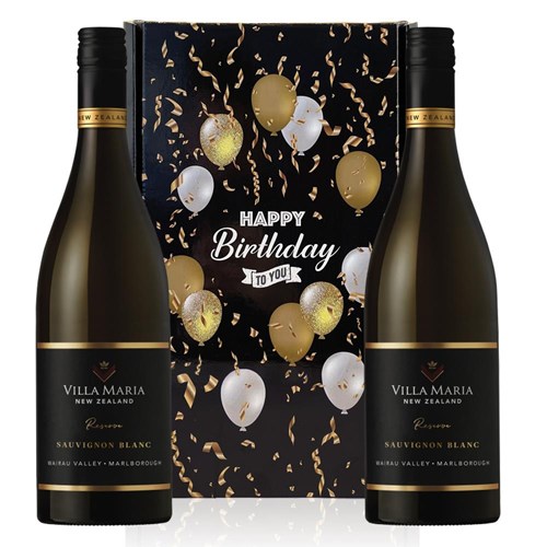 Villa Maria Reserve Sauvignon Blanc 75cl White Wine Happy Birthday Wine Duo Gift Box